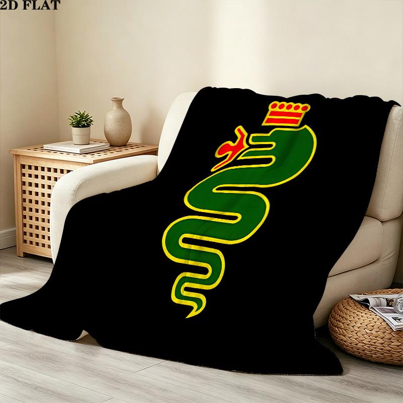 1PC Alpha Romeo Patterned Flannel Blanket Suitable For All Seasons For Home Decor Warmth And Comfort Gifts Holiday Present