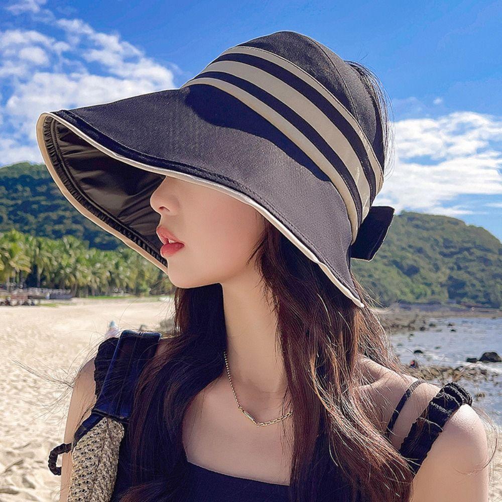 Fashion Adjustable Fisherman Hat Simple Foldable Wide Brim Beach Cap Anti UV Sun Hat for Woman