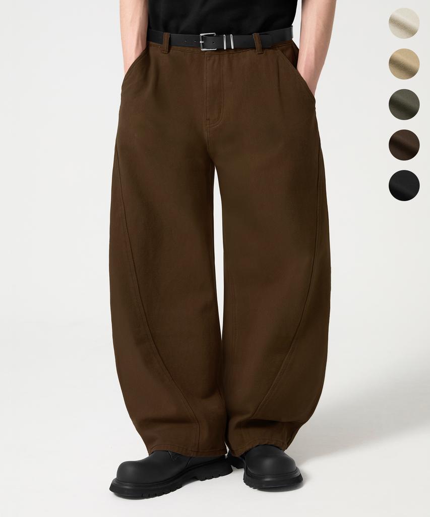 TRILLION [Special Feature] Curved Wide Cut Cotton Pants_5 Colors