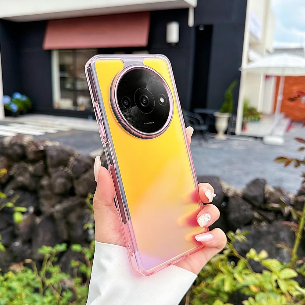 KEYSION Fashion Laser Gradient Colorful Phone Case for Xiaomi Redmi A3 A3X Soft TPU+PC Shockproof Back Cover for Xiaomi POCO C61