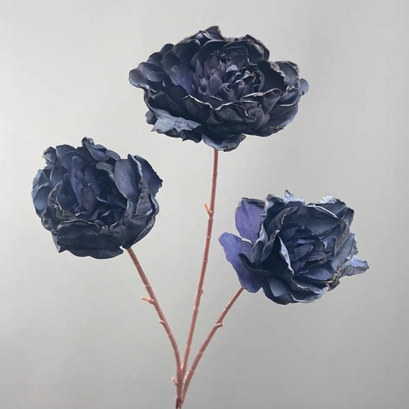 1Pc Simulation Single Three-Head Dry Peony Flower for Wedding Home Decoration Holiday Decoration Valentine's Day Gift