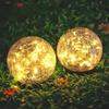 Solar LED Light Waterproof Cracked Glass Ball for Garden Outdoor Path for Patio and Yard Lawn Backyard Festival Decoration Lamp