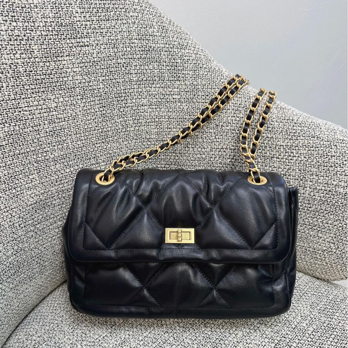 Tote bag sheepskin rhombus chain underarm