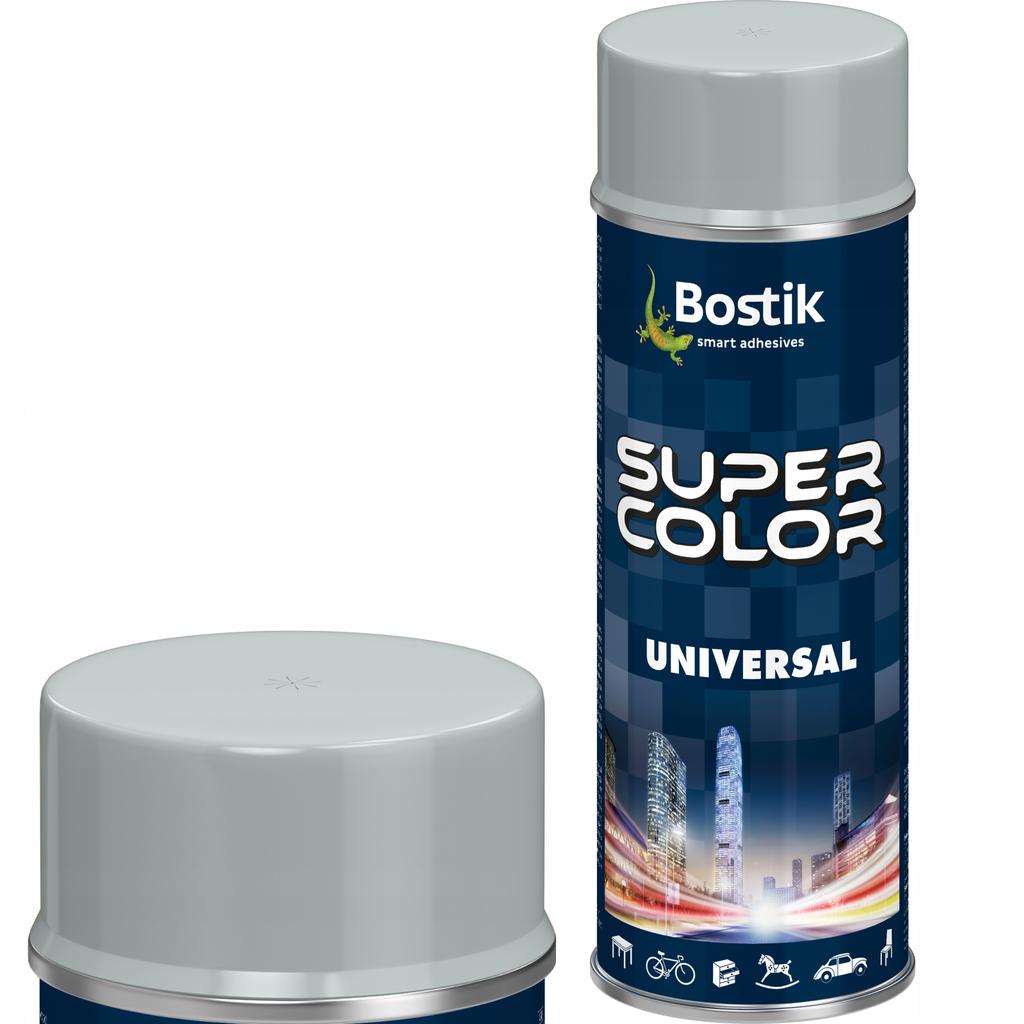 Bostik Super Color Universal Spray Farba Jasny Szary Połysk 400Ml