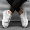 New Men Genuine Leather Casual Shoes Concise White Flat Skate Shoes Young Man Street Cool Sneaker
