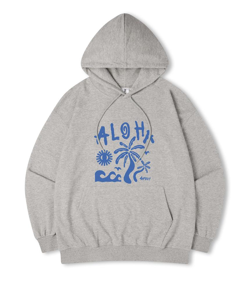 Aloha Oversized Fleece-Lined Printed Hooded Sweatshirt