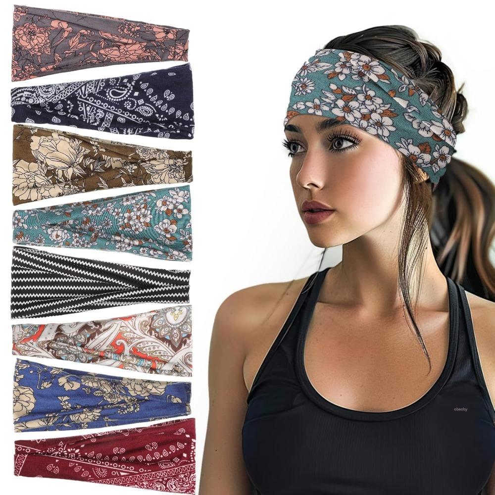 Sweat-absorbing Wide Hairband Non-slip Sports Cross Headband Fashion Hair Band