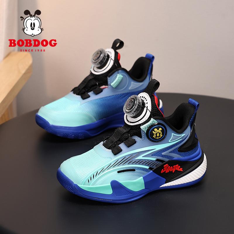 Babu bean boys basketball shoes 2025 spring and summer new classmates rotating button children's sneakers non-slip girls' sports