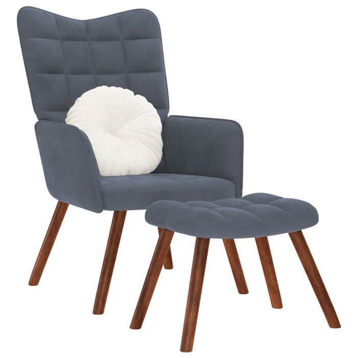 VidaXL Chaise de relaxation avec tabouret Gris foncé Velours, chaise, chaise de salon, fauteuil relax, chaise longue, siège 4016822