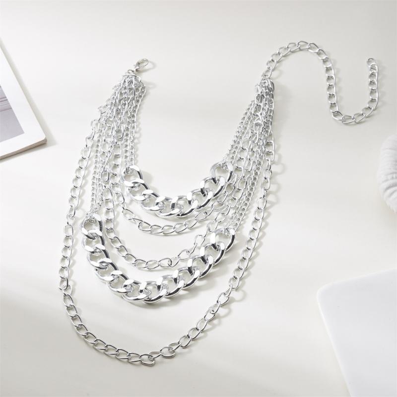 Exaggerated Thick Alloy Chain Necklace Modern Punk Style Layering Jewelry For Women Party Wear Comfortable