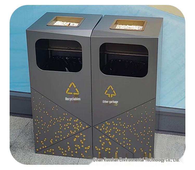 Stainless Steel Large Outdoor Trash Can for Sorting Waste