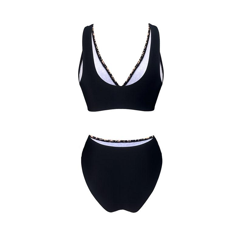 Nouveau Maillot de Bain Sexy Froncé Imprimé Léopard Maillot de Bain Femme Source Chaude Bikini Ensemble Deux Pièces