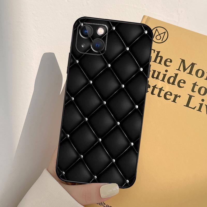 Quilted Texture Sofa Pattern Crown Phone Case For iPhone 17 16 14 13 12 11 15 Pro Max mini XR 16e 15 16 Plus 17 Air Full Cover