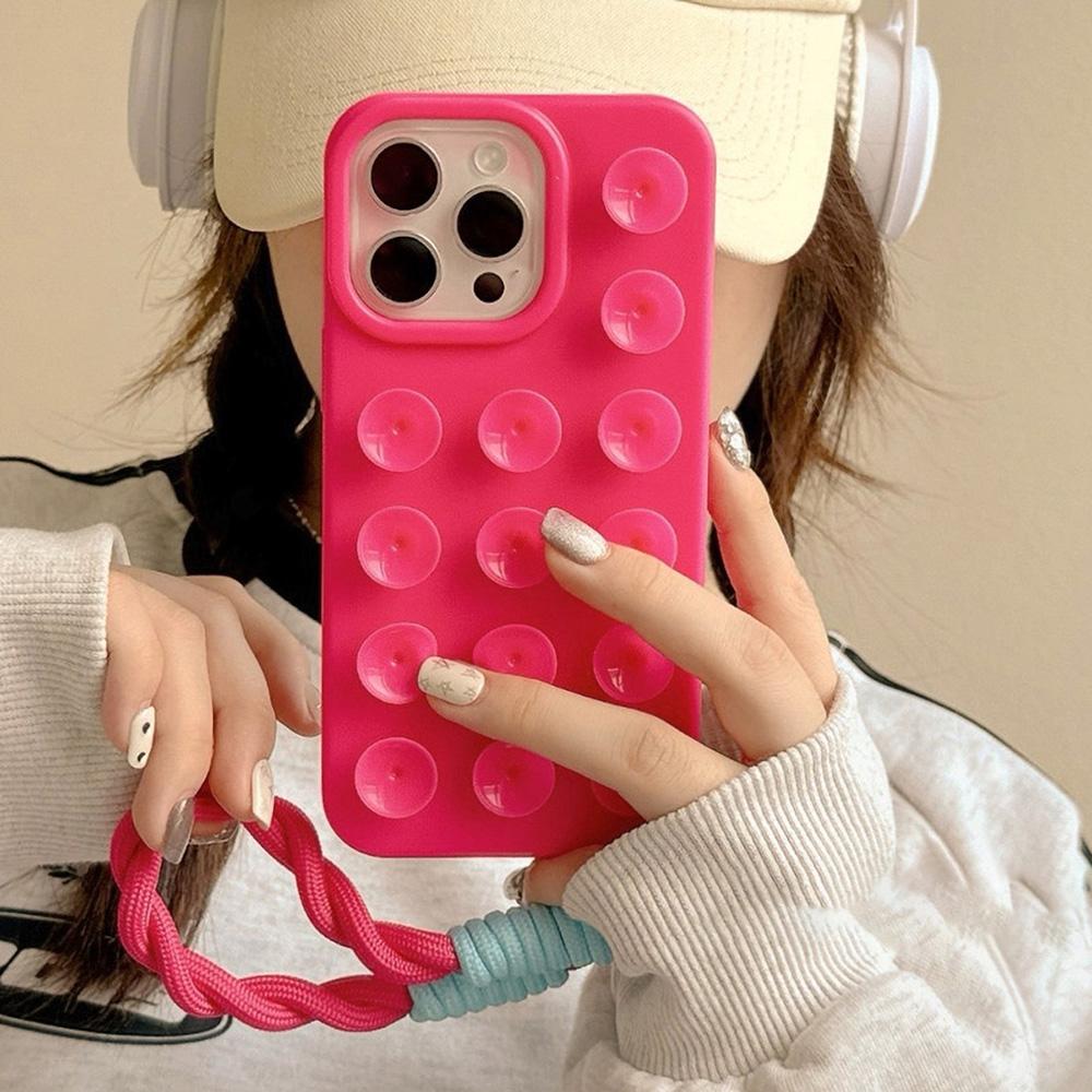 Silicone Suction Cup Lanyard Case For 13 11 14 12 15 17 16 Pro Max XR 14 15 Plus Candy Color Hand Wrist Strap Soft Cover