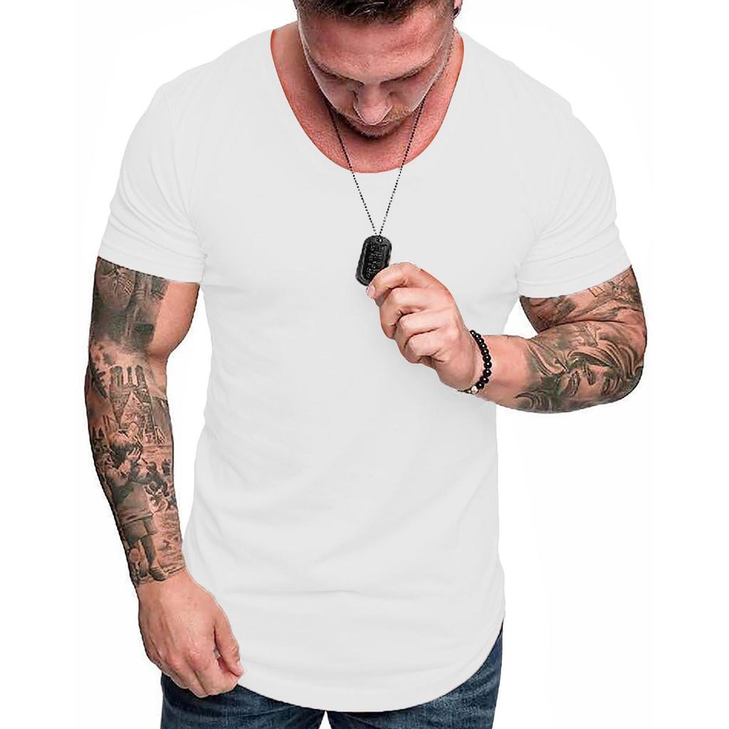 Fashion Men's Summer Slim Fit Casual  Short Sleeve T-shirt Top Blouse