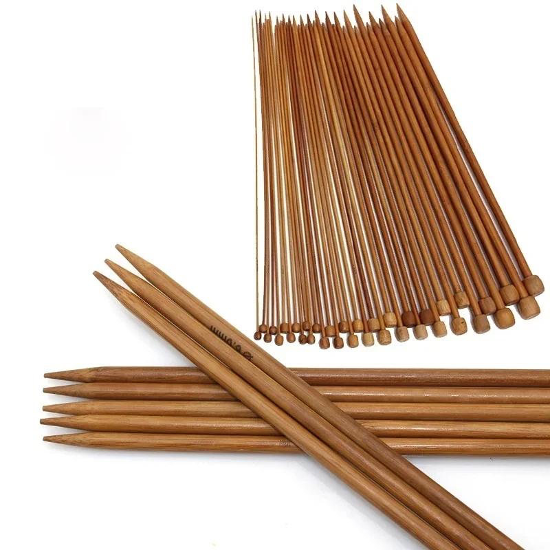36PCS 18 Size Carbonized Bamboo 25cm Crochet Single Pointed Knitting Needles Sweater Needle with A Full Set of Beads