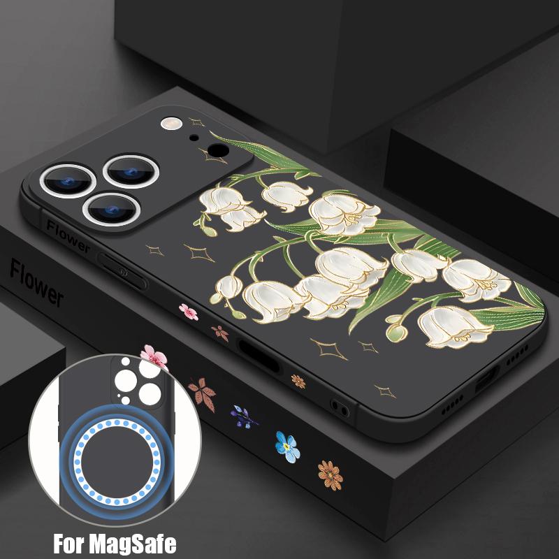 Für iPhone 17 Pro Max Hülle INS Buntes Blumenmuster Magnetisch Für Magsafe Weiche Hülle Für iPhone 16 15 14 13 Pro Max 17E 16E