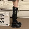 Thick-soled over-the-knee boots for women's 2025 autumn and winter new two-wear versatile soft leather retro thick-heeled knight boots long boots