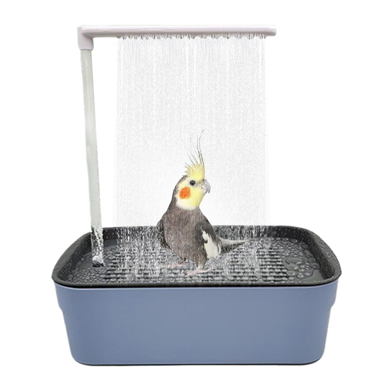 Parrot Automatic Bathtub Bird Bath Circulating Water Shower Parrot Circulation Shower Pet Bird Bathtub Bird Cleaning Bath Tubs blu