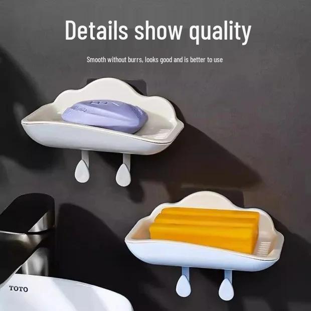 Newcomer 0.01: Punch-Free Adhesive Soap Dish with Draining Hooks for Bathroom or Dorm