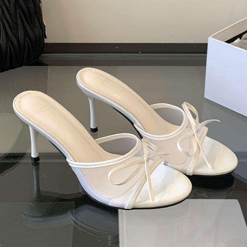 

Fashion Fashion Butterfly-Knot Pumps Slides Women High Heels Shoes Female Slip On Footwear Shallow Ladies Thin Heels Sandals Shoes new 35 белый