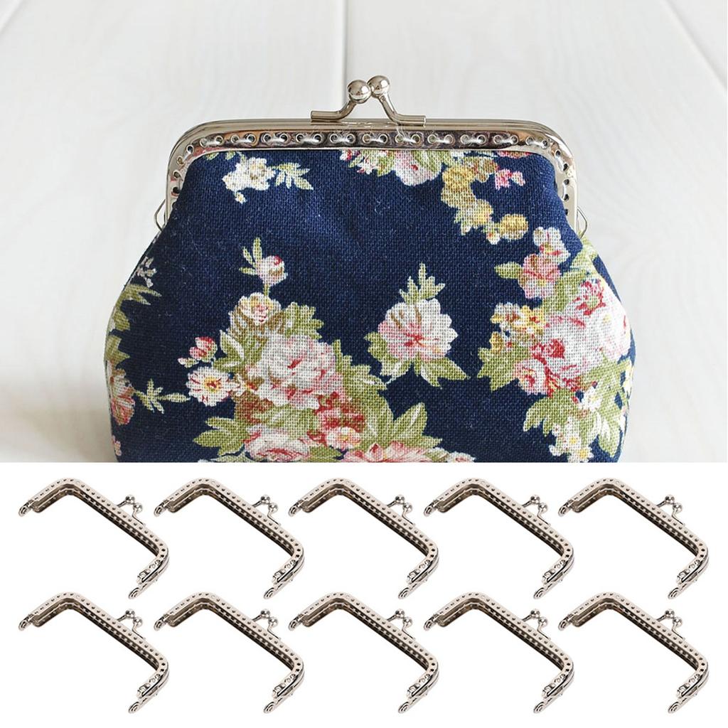 10pcs 8.5cm Square Metal Frame Clasp Lock Clip for Purse Bag Making DIY Craft Supplies