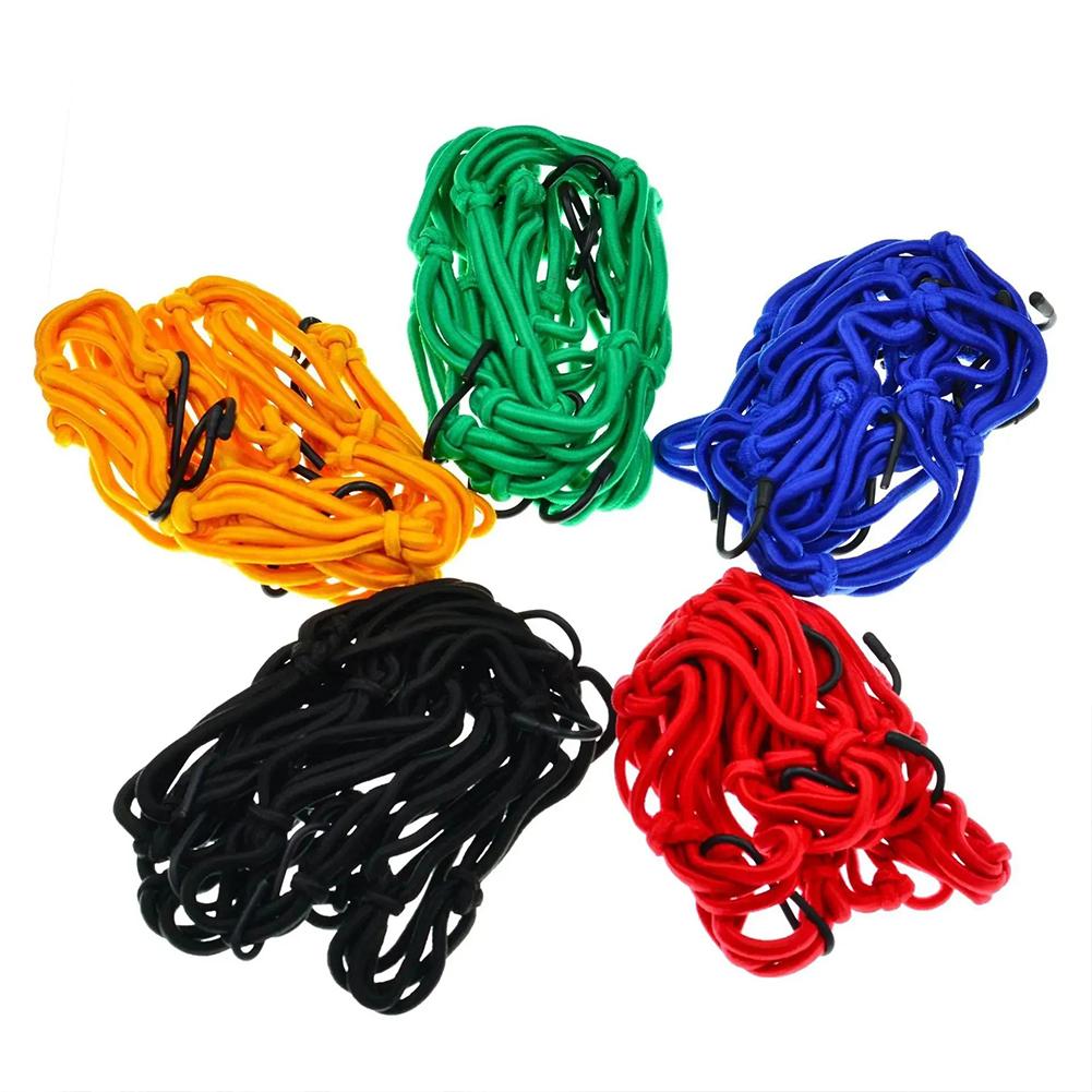 Motorcycle Cargo Net 30x30cm Motorbike Bicycle Elastic Net For Helmet Storage Bungee Fuel Tank Luggage Net With Hooks Accessorie