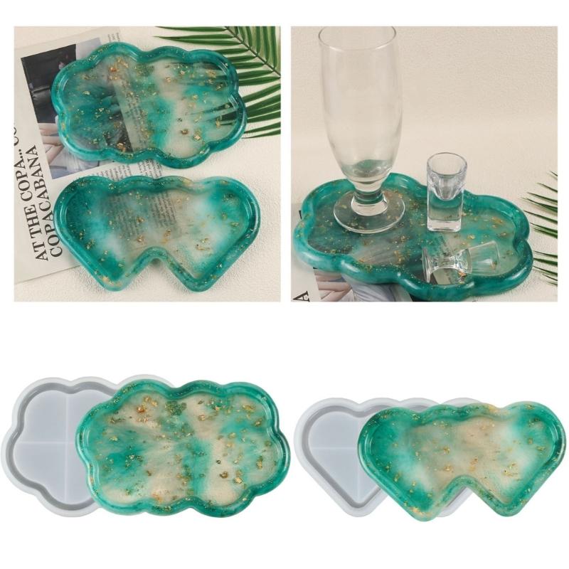 Silicone Mold Epoxy Resin Coaster Mold Double Heart Cloud Shape Resin Casting