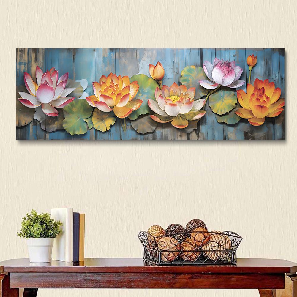 Impressões em tela de flores de lótus abstratas, pinturas em tela florais rosa, decoração de parede, pôsteres de folhas de lótus, impressões para decoração de quarto sem moldura