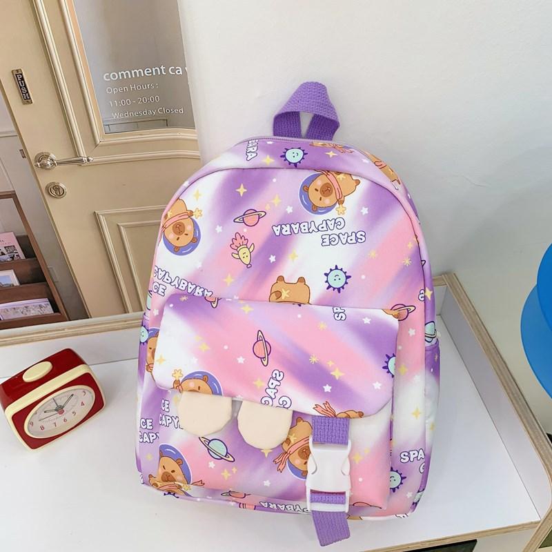 Kindergarten Primary School Students Schoolbag Cute Fun Kapibara Printed Boys And Girls Backpack Children'S Backpack