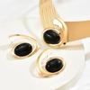 Exaggerated Necklace Earrings Set Oval Stone Pendant Jewelry Accessories  Anniversary Party