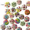 100Pcs Flower Print Wood Buttons 2 Holes Scrapbook Clothing Sewing DIY