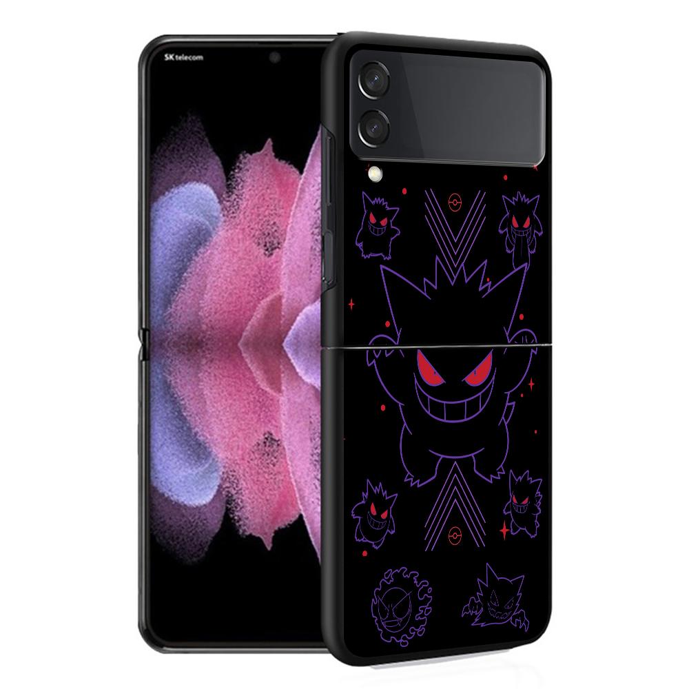 Luxusní pouzdro pro Samsung Galaxy Z Flip 4 3 5G Černé PC Tvrdé Pouzdra na Telefon Módní Zadní Kryt ZFlip Funda Pokemon Gengar Cool Skořepina
