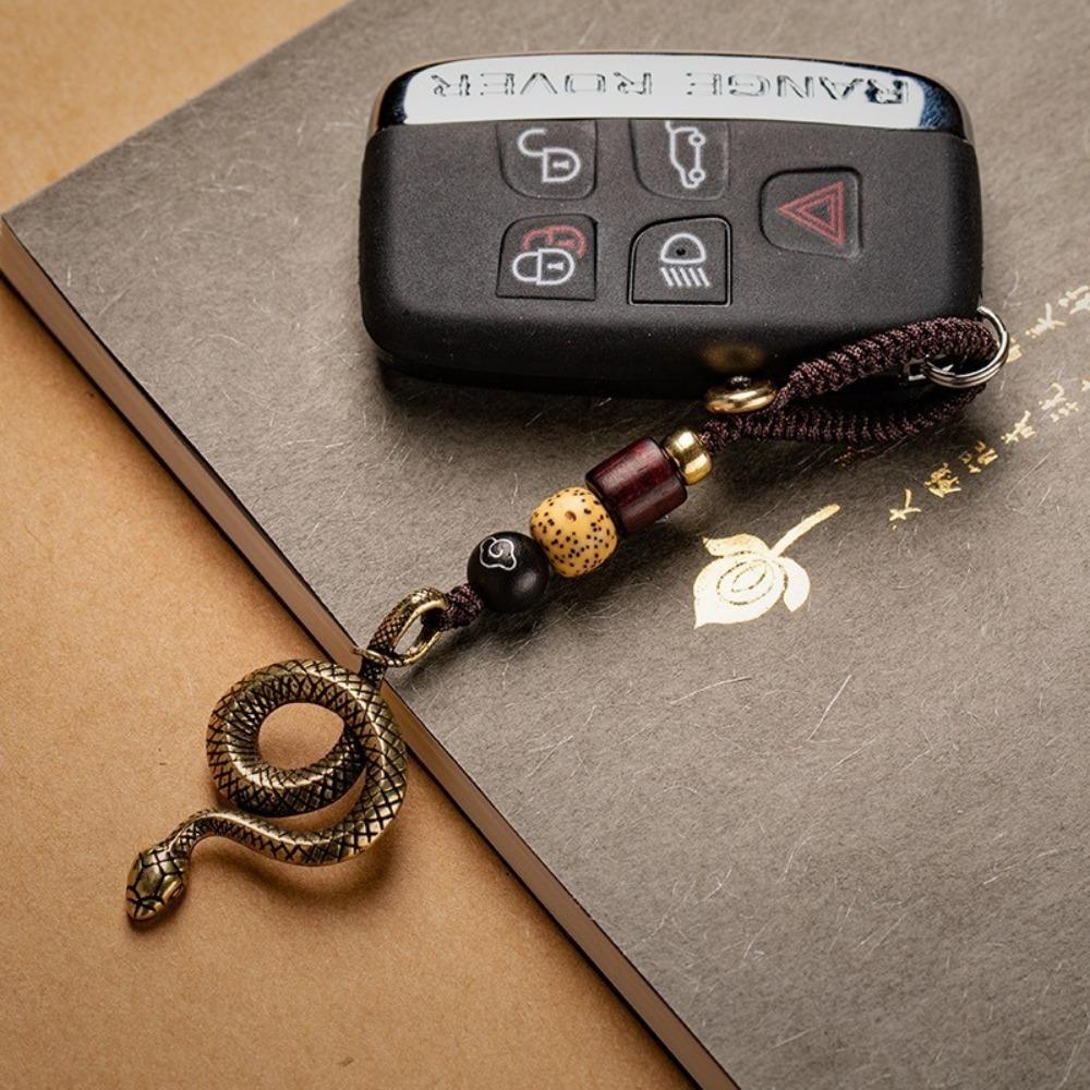 Wealth Zodiac Keychain Brass Car Key Chain Retro Snake Key Ring  Women