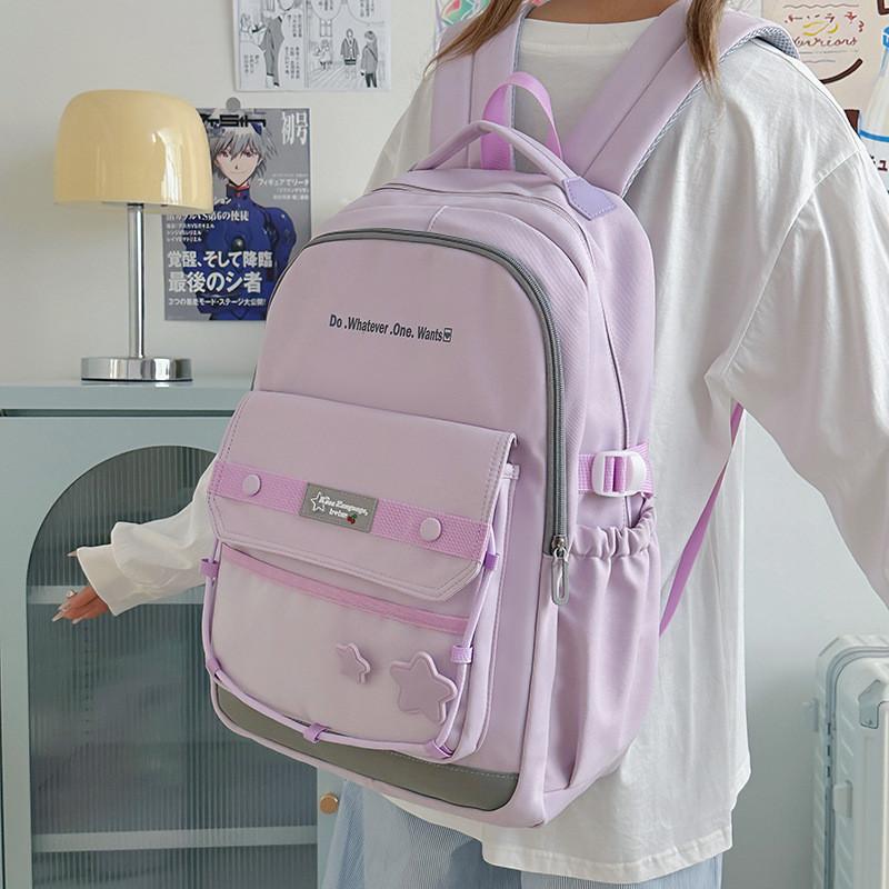 Do One Whatever Wants Letter Print Backpack Large Capacity Nylon Bag Student