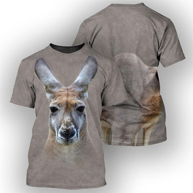 Summer Round Neck Animal Pattern 3D Print Top Fashionable Casual Short Sleeved Men's T-shirts