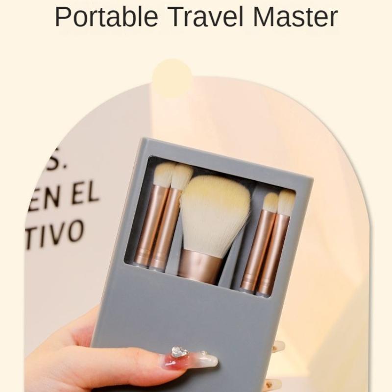 Make-up-Pinsel-Set mit Spiegel, komplettes Set, superweiches Fell, ein Set mit Gesichtspuder- und Lidschatten-Pinsel-Set in Box, tragbares kleines Set