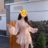 Slightly fat gentle sweet ruffle leaf edge suspender dress women's summer small man waist thin short skirt cardigan set