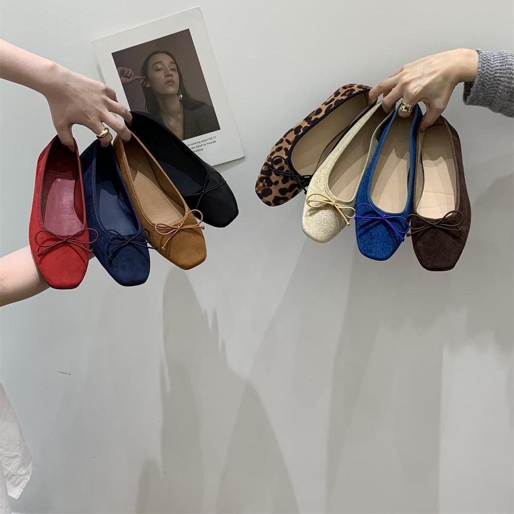 Fashion IPPEUM Women Velvet Ballet Flats Round Toe Shoes For Women 2025 New Leopard Mary Jane Shoes Ballerinas Zapatos Mujer