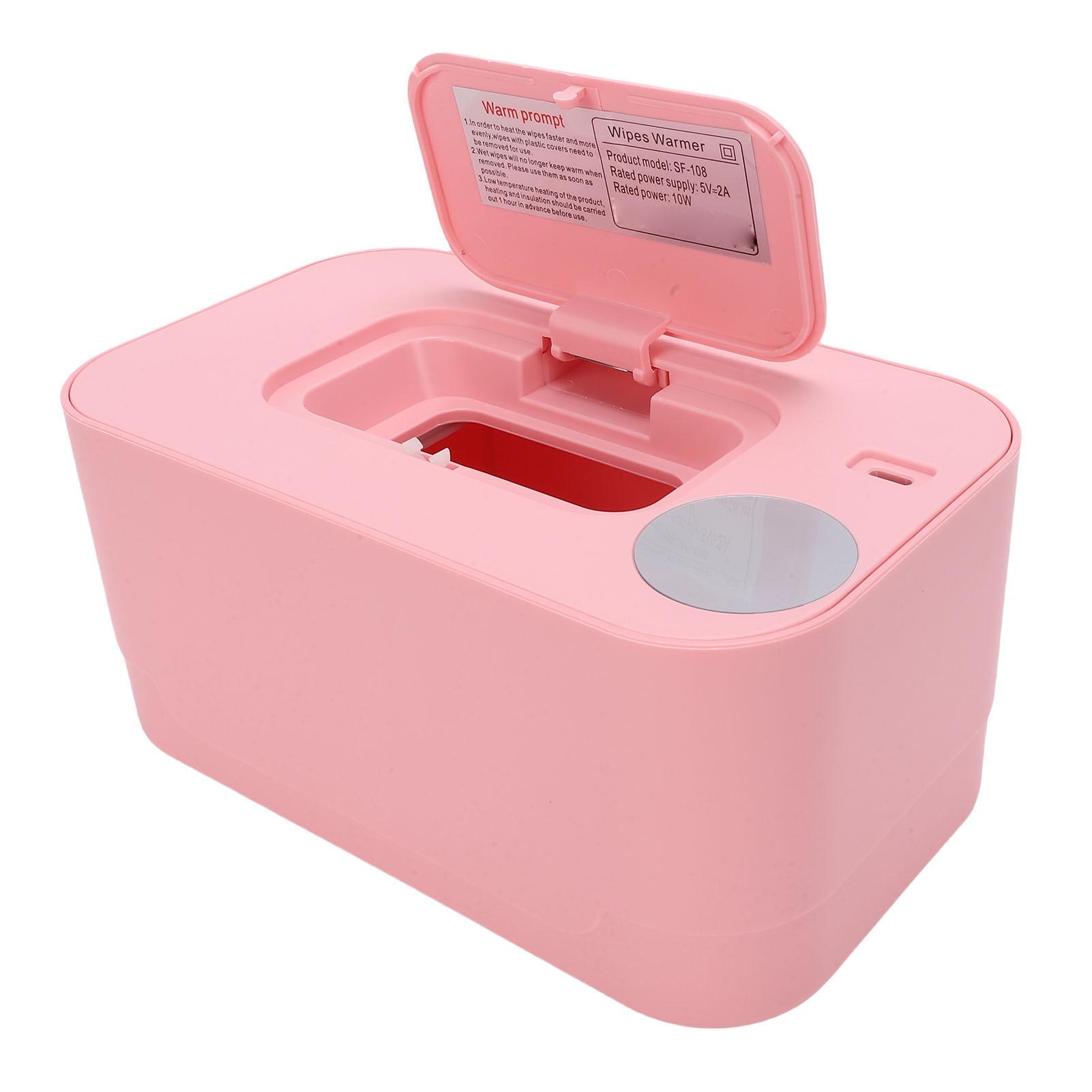 

Baby Wipe Warmer Large Capacity Baby Wipe Warmer Holder Dispenser USB Rechargeable for Travel Pink