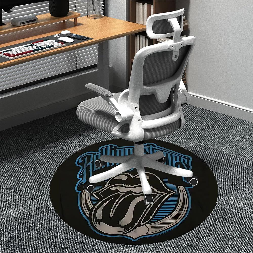 

1PC Rolling Stones Office Round Rug - Perfect for Office or Study Decor, Machine Washable, Non-Slip Backing, Decorative Floor Mat 80cm