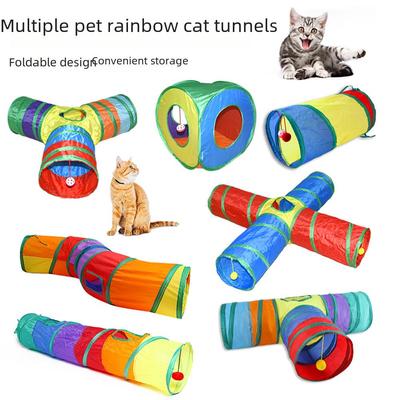 Rainbow Cat Tunnel Toy – Interactive Pet Play Tube