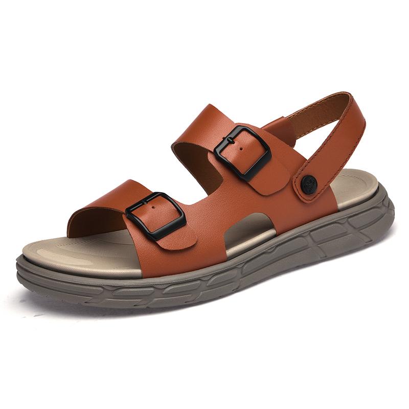 Fashion 2025 Men's Leather Casual Shoes Thick Soles Wear-resistant Soles Summer Sandals High-quality New Outdoor Men's Beach Shoes