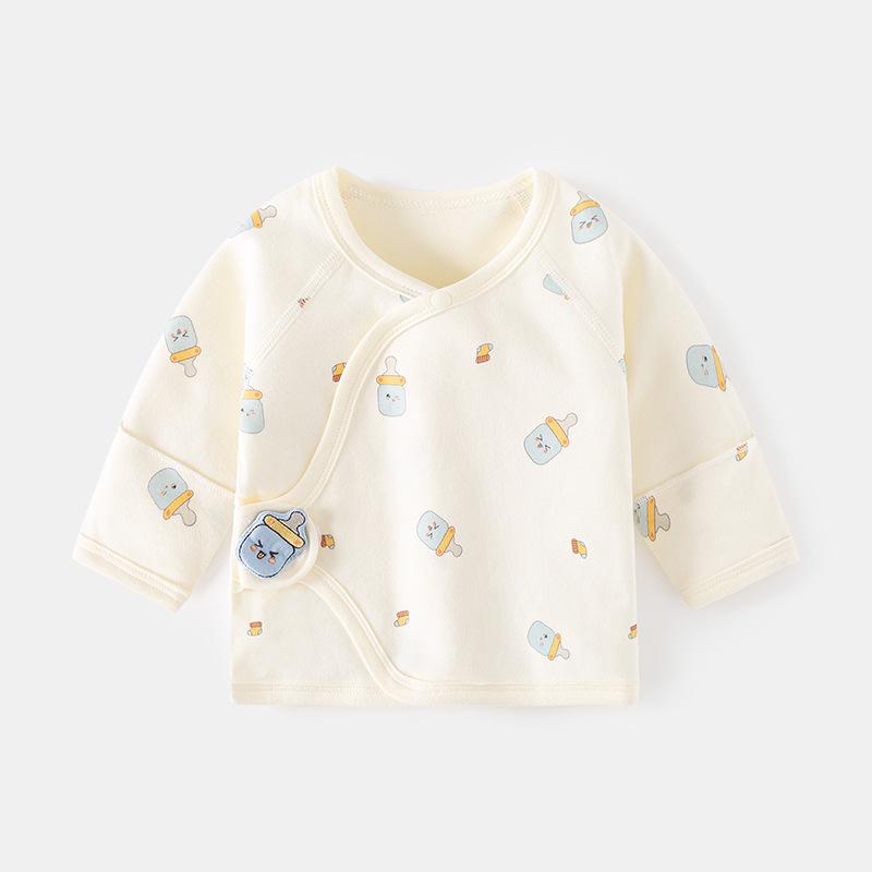 Newborn Boneless Pure Cotton Velcro Half-Back Pajamas - Spring/Autumn Style Baby Top