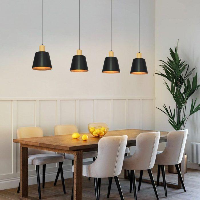 Lampe suspendue - NETTLIFE - Lot de 2 Ø20cm - Métal noir - E27 - Hauteur 149cm