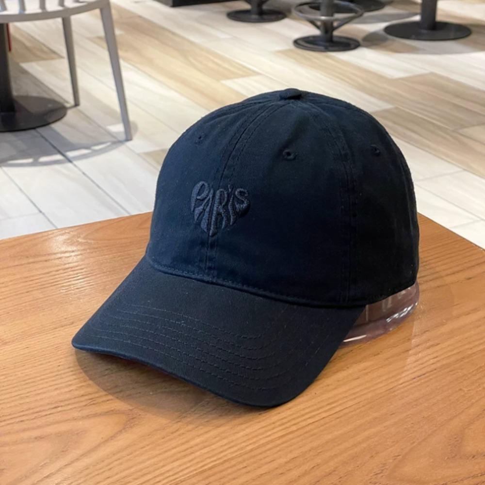 Paris Heart Embroidered Baseball Cap, Cotton Soft Top Adjustable Hat For Men Women Daily Outdoor Streetwear Fashion Headwear