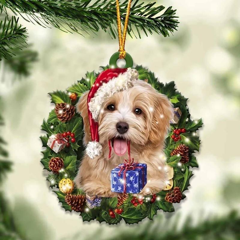Cute Christmas Acrylic Dog Hanging Decor For Rearview Mirror And Home Spaces