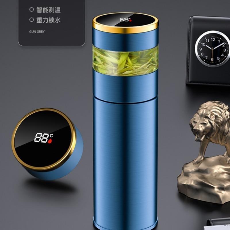 Portable New Stainless Steel Vacuum Cup Smart Temperature LED Display Tea Cup With Glass Partition Tea And Water Vacuum Bottle