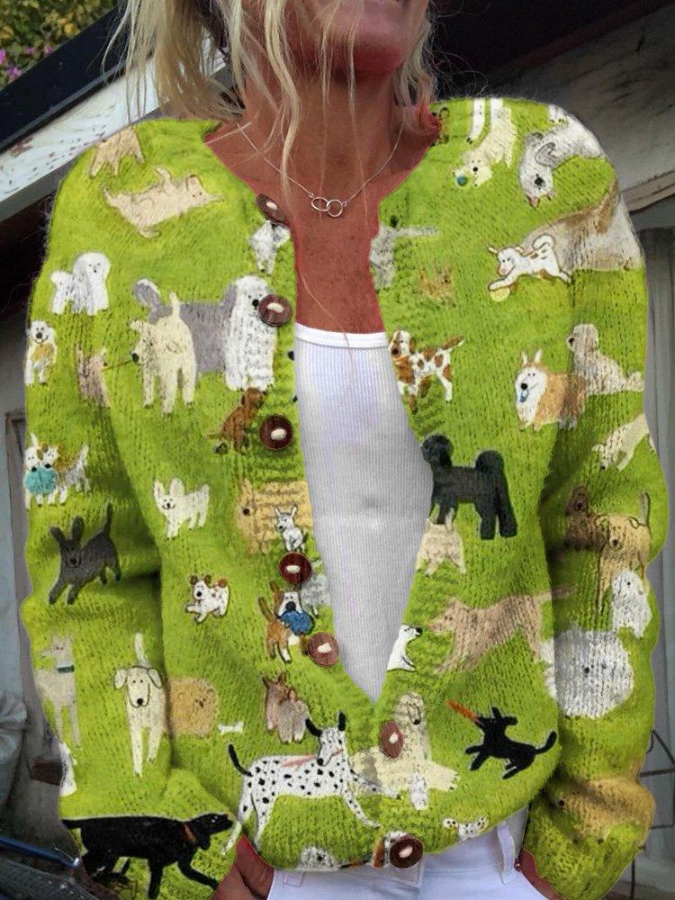 European Style 3 D Print Cardigan Knitted Jacket Spring and Fall Women 7 Sweater