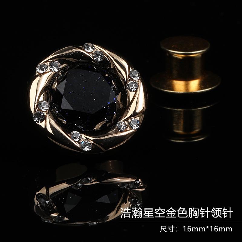 Gift Box Men'S Fashion Temperament Crystal Brooch Collar Pin Suit Brooch Collar Pin Trend Corsage